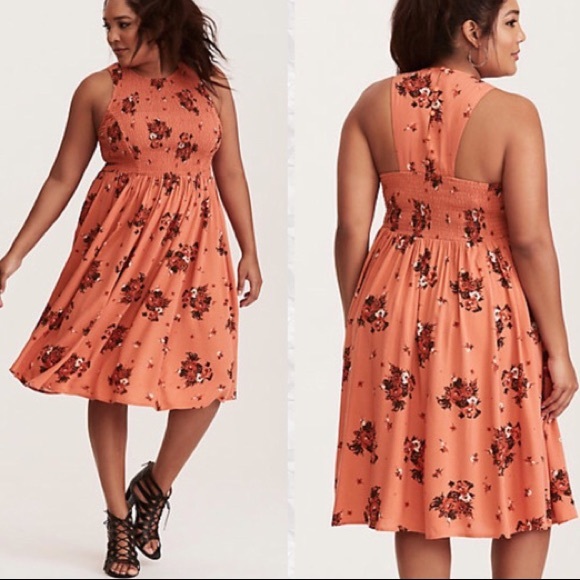 torrid Dresses & Skirts - Torrid Floral Print Smocked Challis Midi Dress 2X